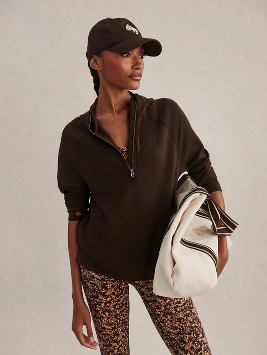 Karo Half Zip Hooded Active Sweat - Coffee Bean