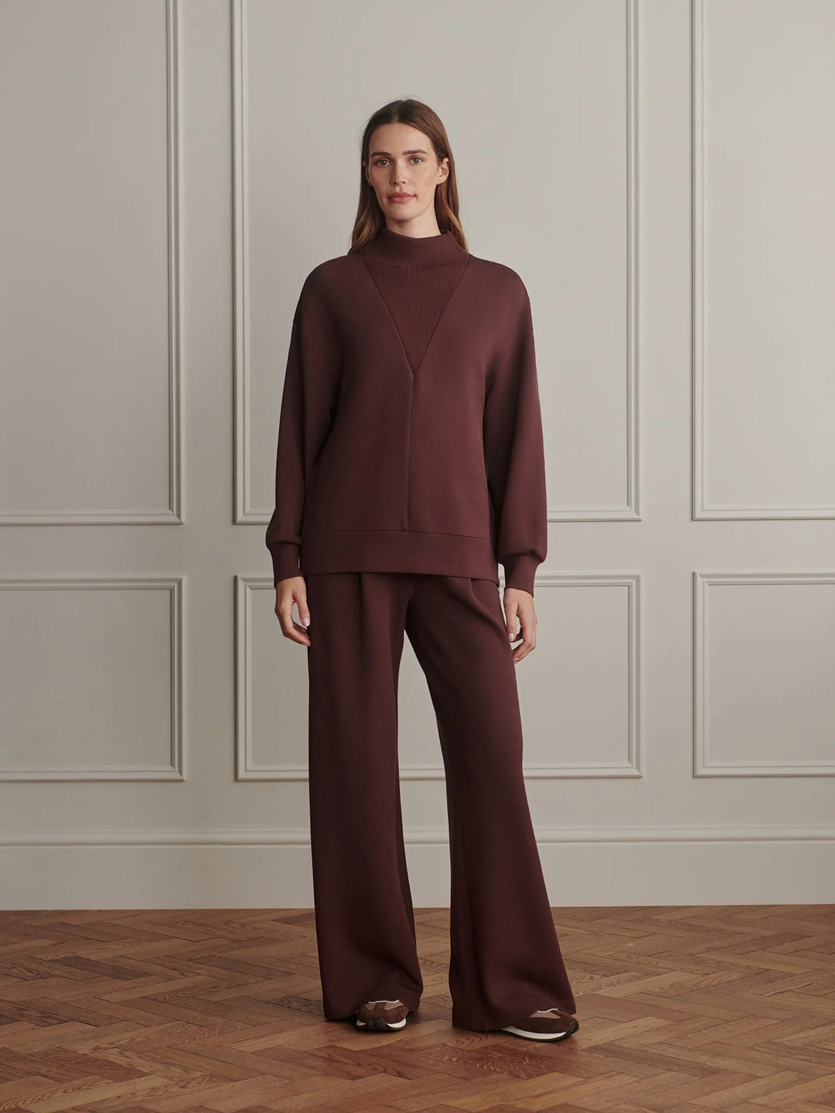 Novi Longline Mock Neck Sweat - Deep Mahogany