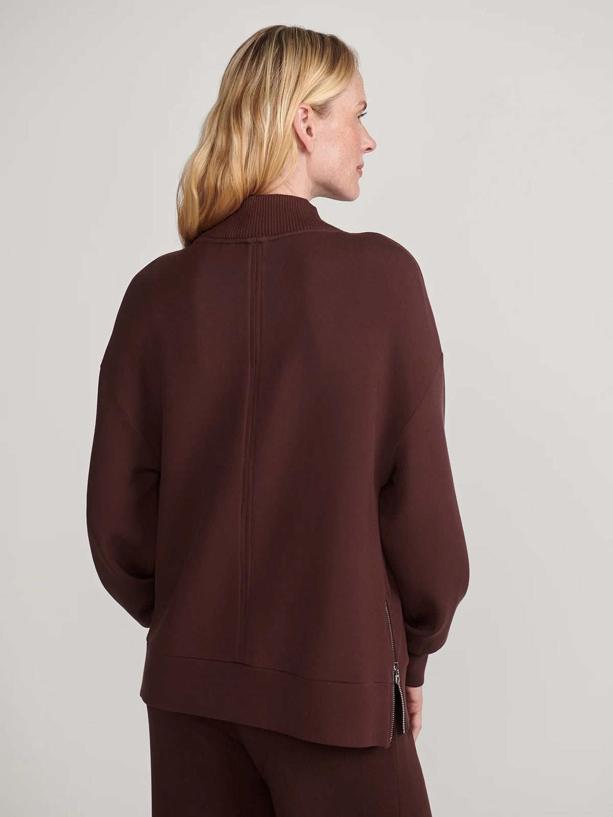 Novi Longline Mock Neck Sweat - Deep Mahogany