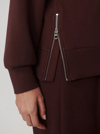 Novi Longline Mock Neck Sweat - Deep Mahogany