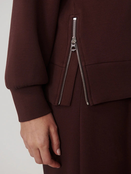 Novi Longline Mock Neck Sweat - Deep Mahogany