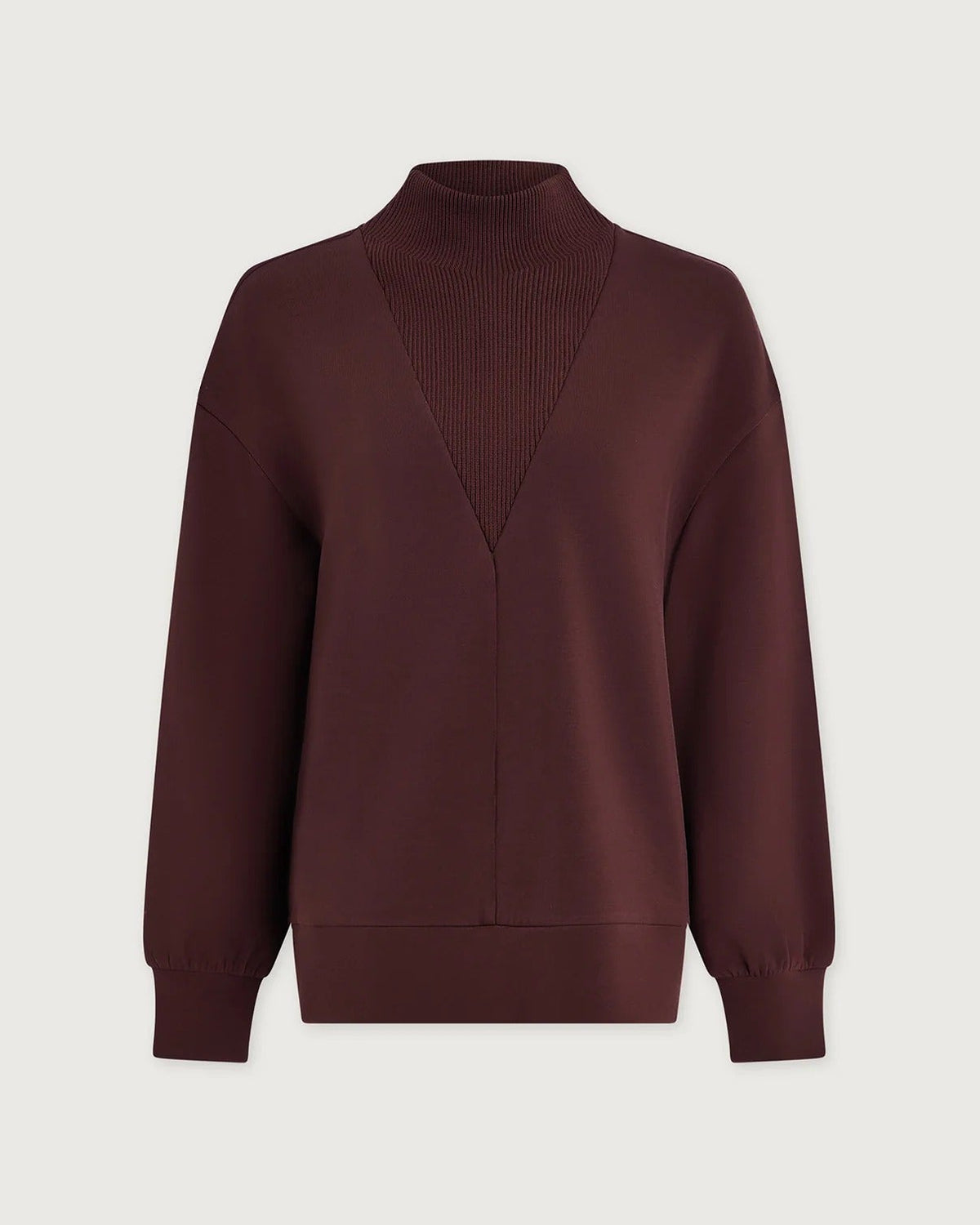 Novi Longline Mock Neck Sweat - Deep Mahogany