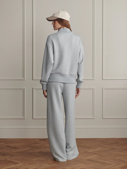 Sally Half Zip Sweat - Blue Green Marl
