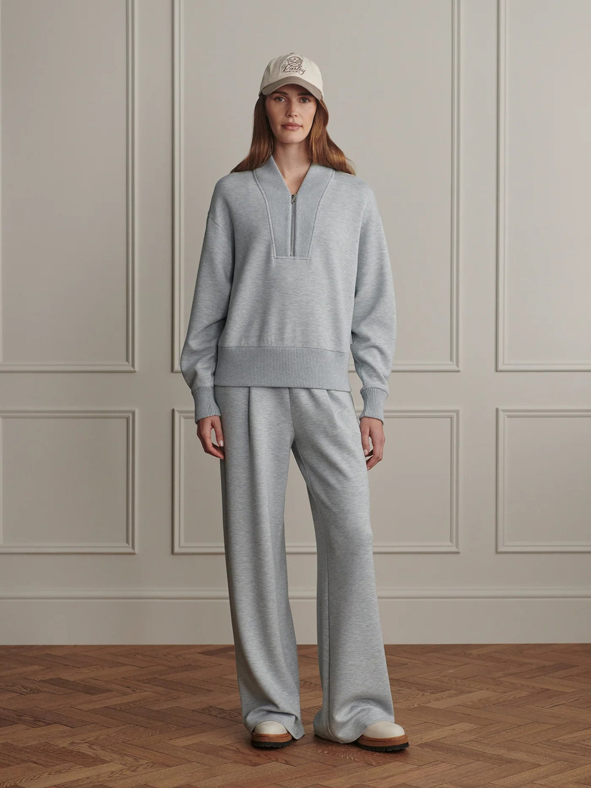 Sally Half Zip Sweat - Blue Green Marl