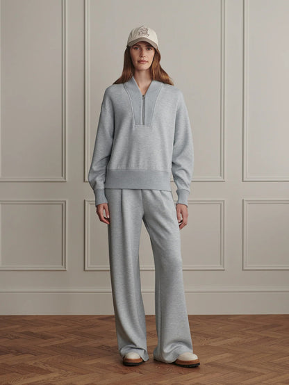 Sally Half Zip Sweat - Blue Green Marl
