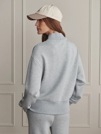 Sally Half Zip Sweat - Blue Green Marl