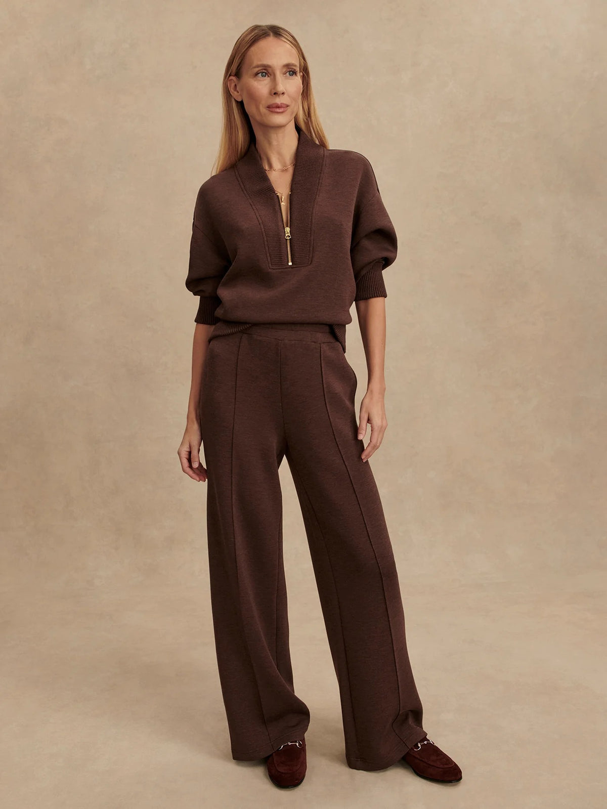 The Wide Leg Pant 30" - Coffee Bean Marl