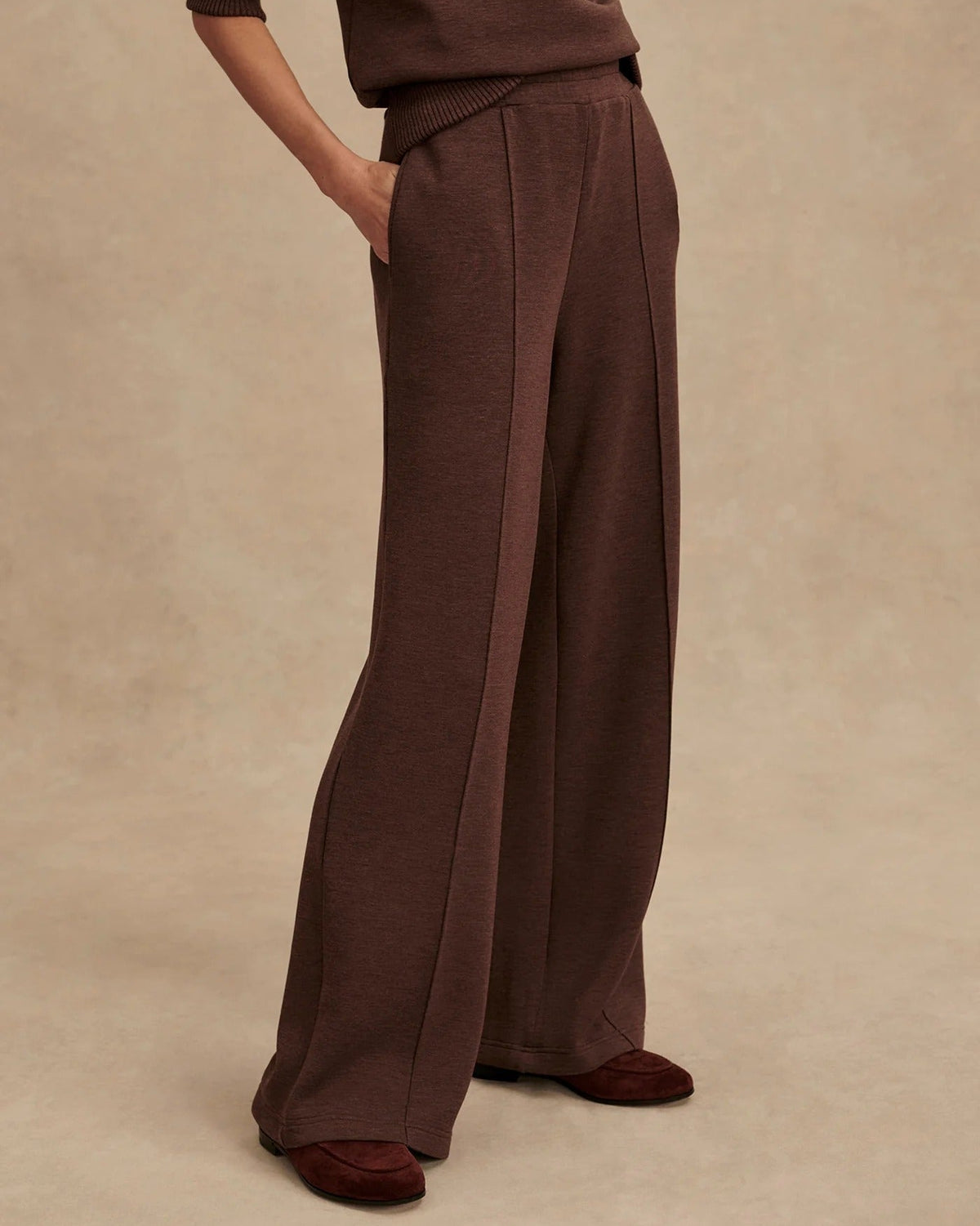 The Wide Leg Pant 30" - Coffee Bean Marl