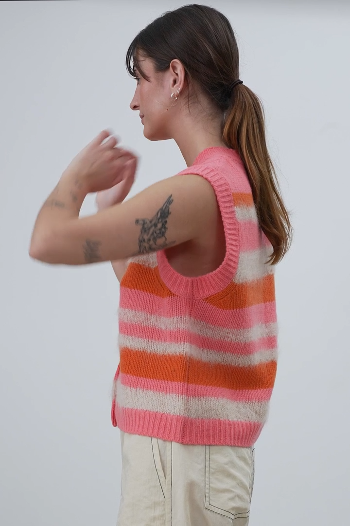 Striped Mohair Cardigan Vest