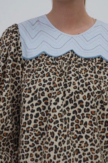 Leopard Blouse With Embroidery