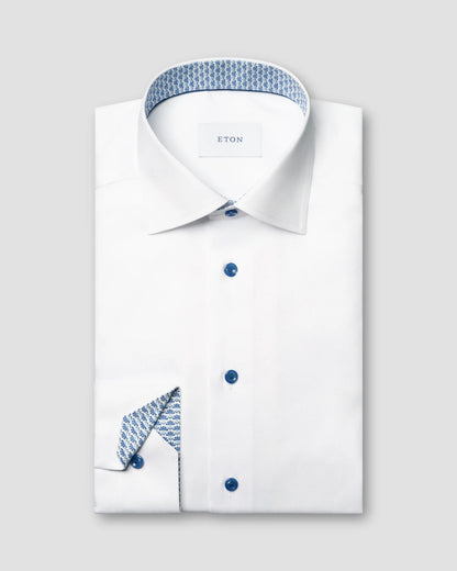 Geometric Effect Twill Shirt - White