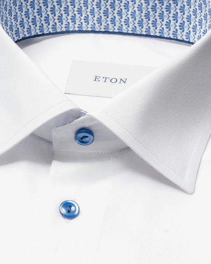 Geometric Effect Twill Shirt - White