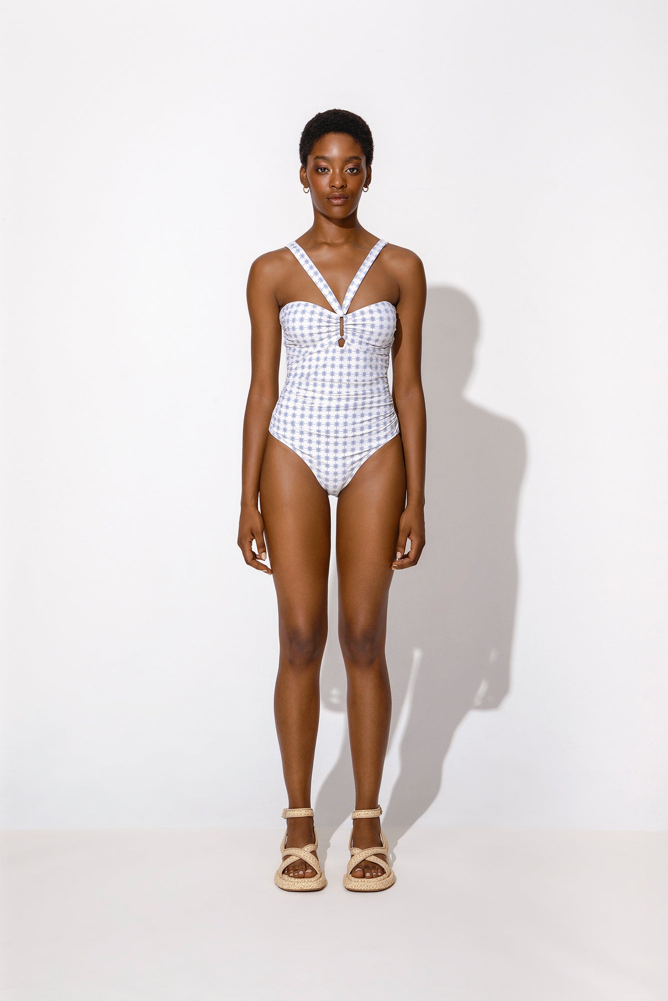 Solid and striped on sale gingham one piece