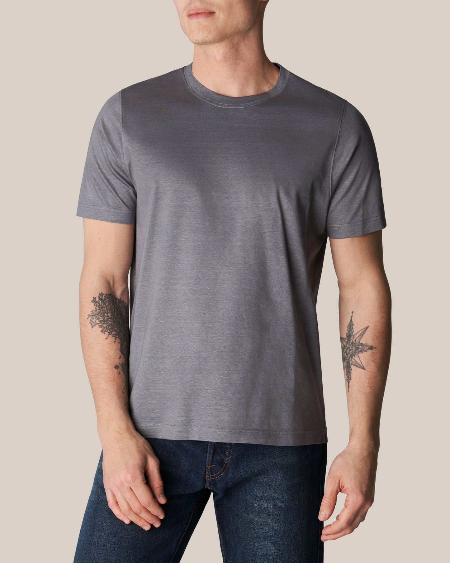 Grey Cotton-Linen T-shirt
