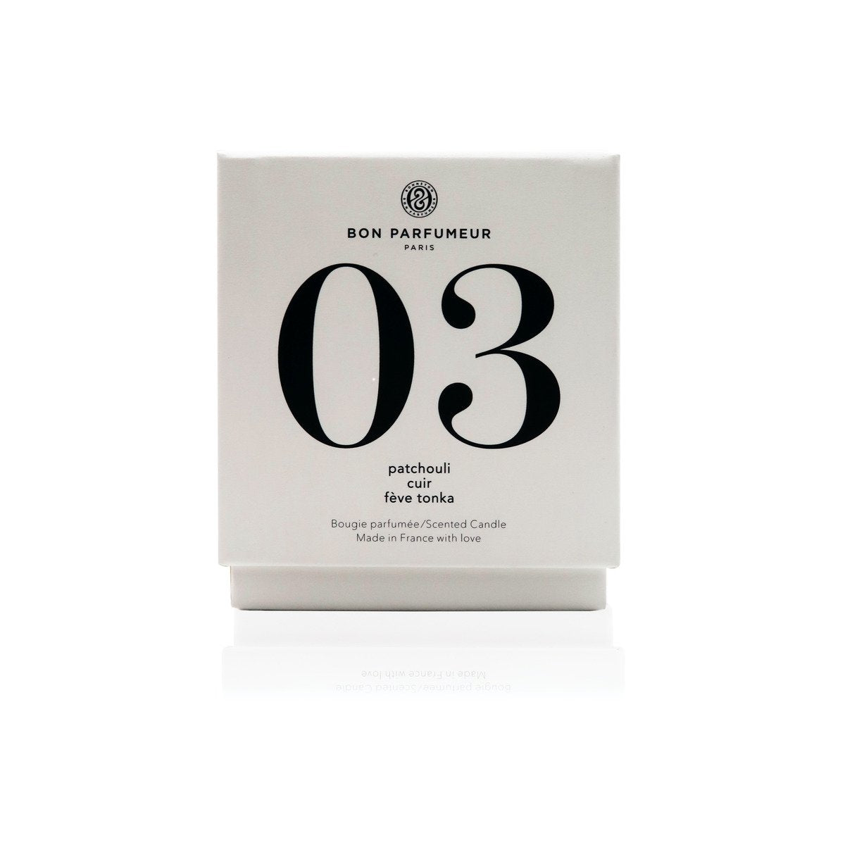 Candle 03: patchouli, leather, Tonka bean