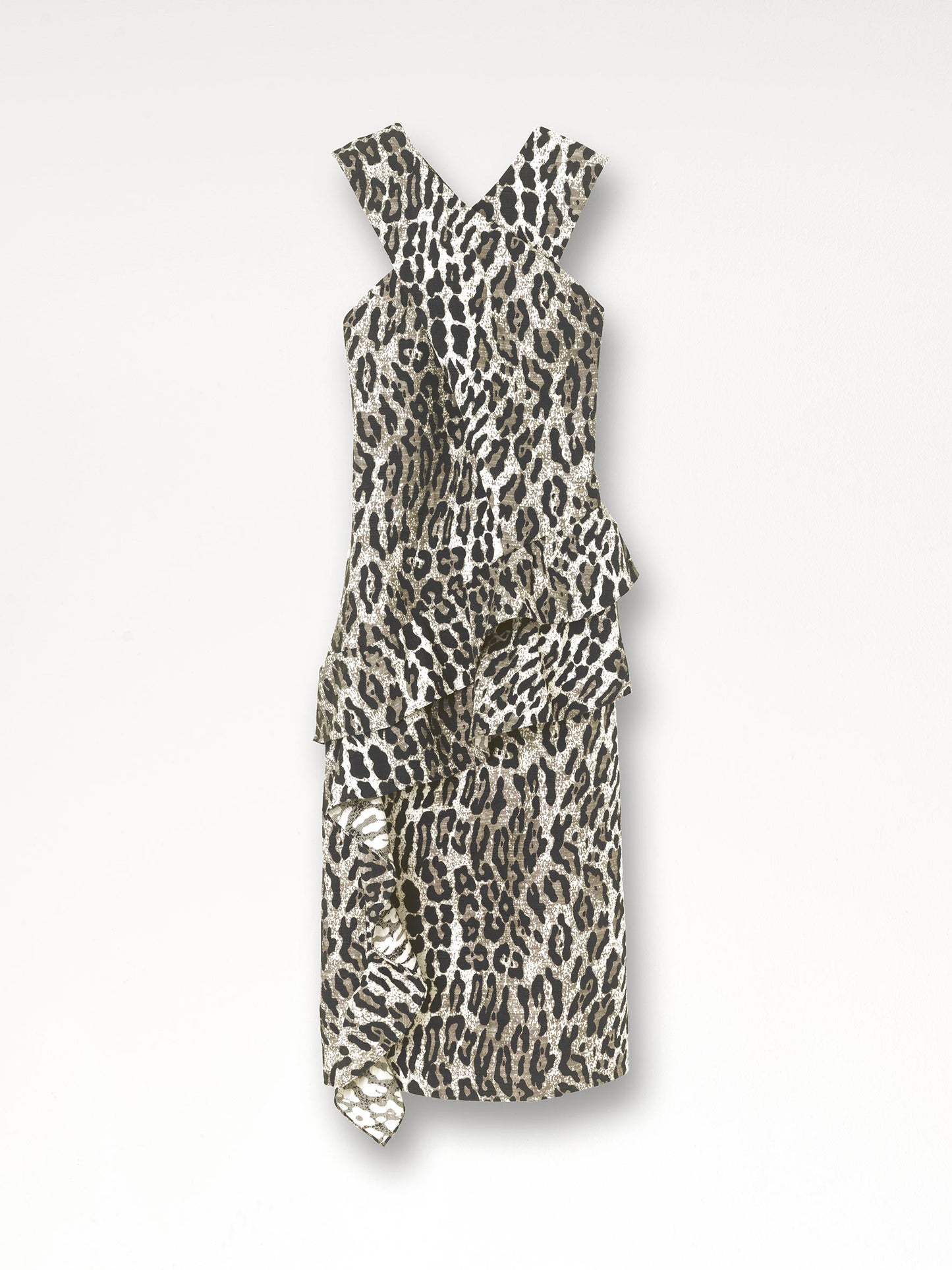 Amesia Grey Leopard Ruffle Dress