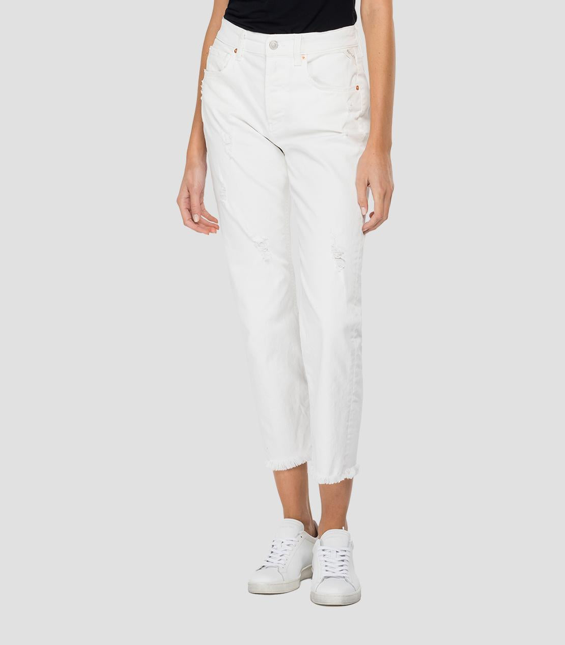 White Cropped Straight Fit Maijke Jean