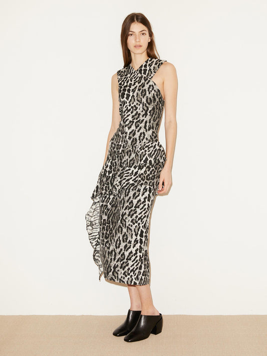 Amesia Grey Leopard Ruffle Dress-By Malene Birger-Lewis Yates