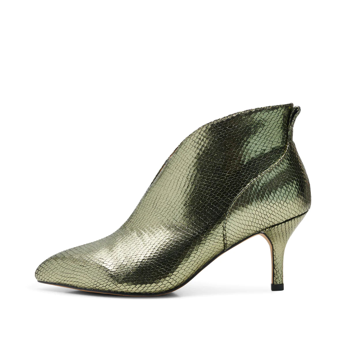 Valentine Silver Olive Low Cut Leather Bootie