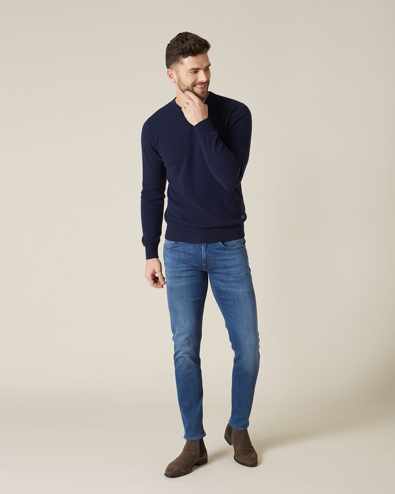 Slimmy Tapered Luxe Performance Plus Mid Blue Jean