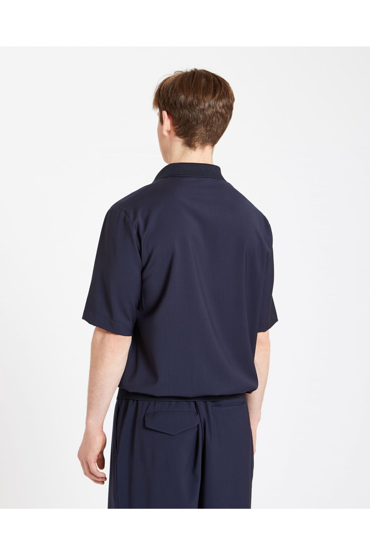 Navy Argo Tela Zip Polo Shirt-Barena Venezia-Lewis Yates