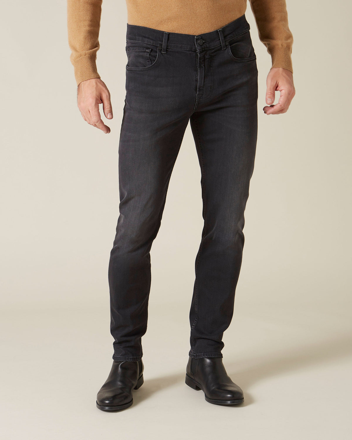Slimmy Tapered Luxe Performance Plus Washed Black Jean-7 For All Mankind-Lewis Yates