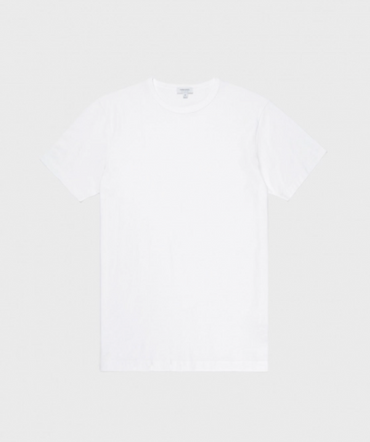 White Classic Cotton T-Shirt-Sunspel-Lewis Yates