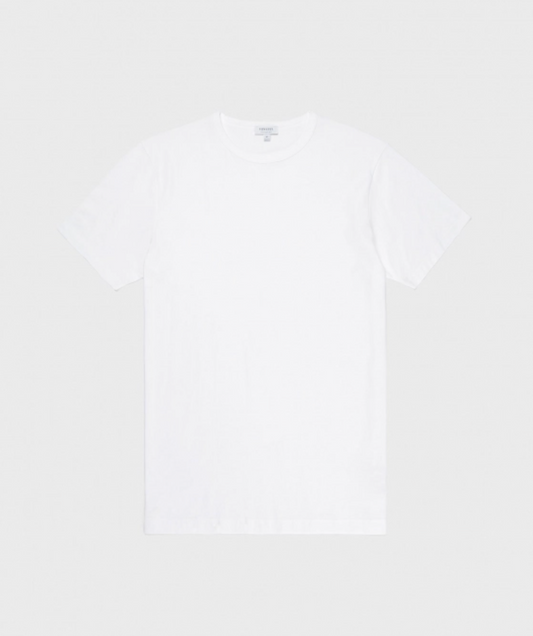 White Classic Cotton T-Shirt-Sunspel-Lewis Yates